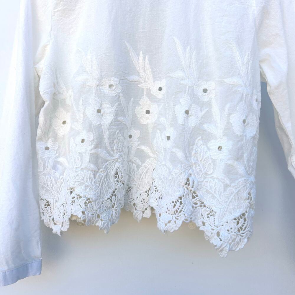 Calypso St. Barth White Lace Embroidered Button Down Medium Cottagecore Top - Picture 7 of 8